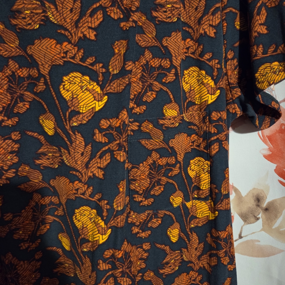LuLaRoe Black and Orange Floral Carly Dress - Picture 3 of 3